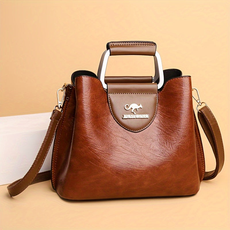 Bolso de cuero bicolor en negro y marrón para uso diario