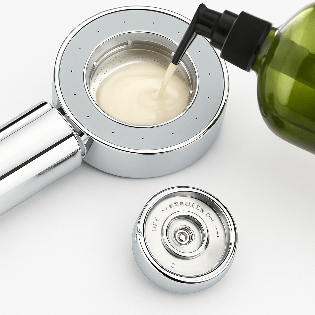 Doccia a Doppia Faccia AquaPulse ad Alta Pressione con Dispenser di Sapone per Uso Domestico