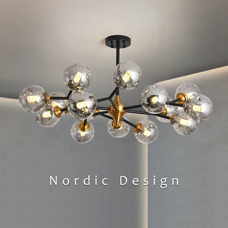 Aurora Glas Lysekrone med Jernramme Accenter Deluxe