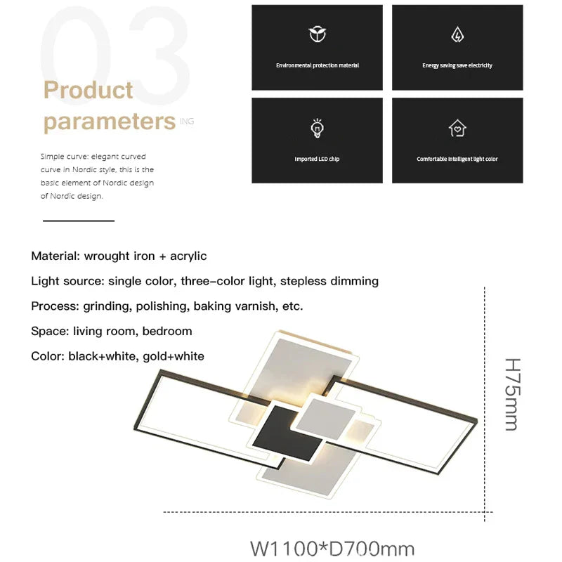 Lámpara de araña moderna LED NovaLume para habitaciones medianas de 15 a 45 m²