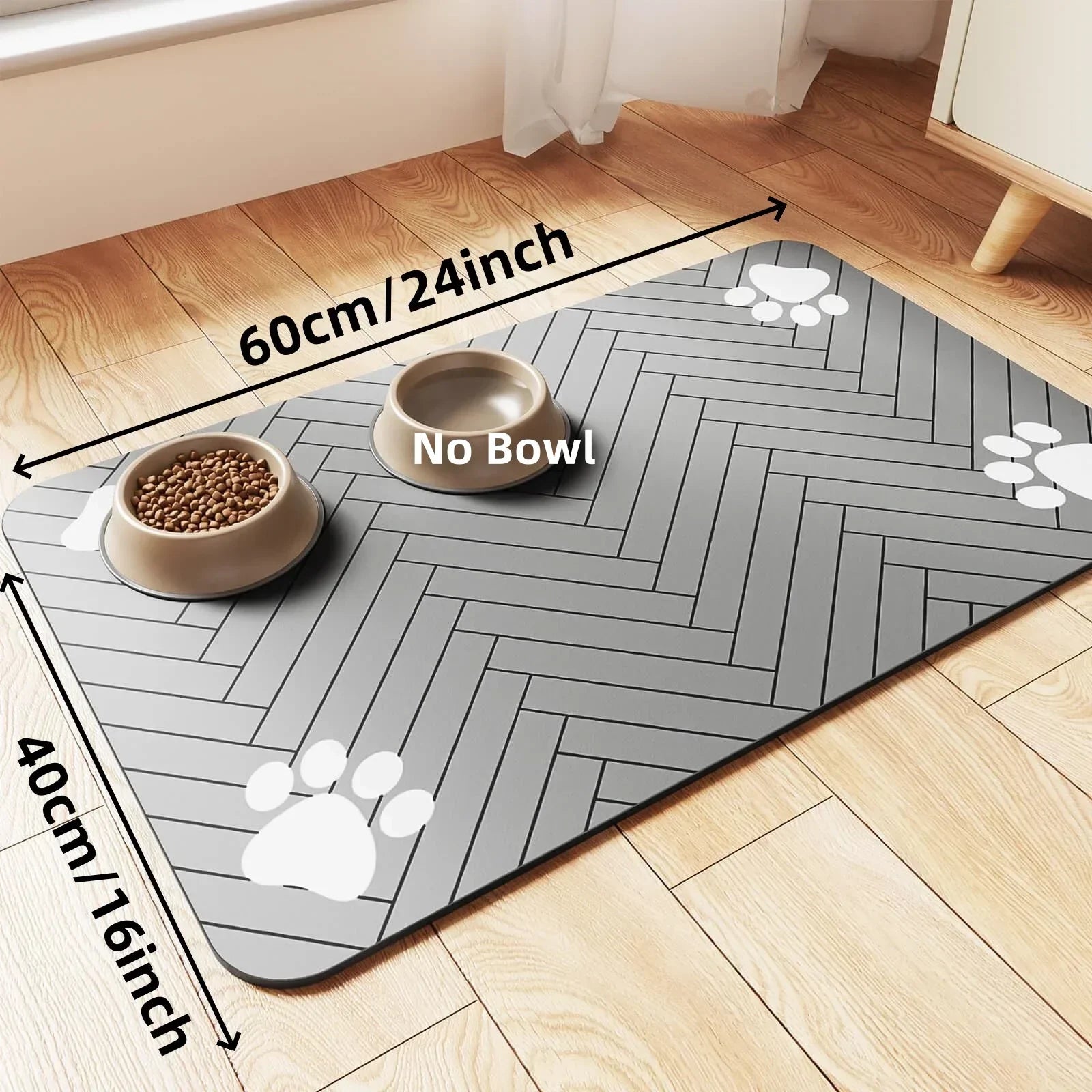 Tapete de Alimentação DryPaws com Revestimento Impermeável Absorvente e Base Antiderrapante