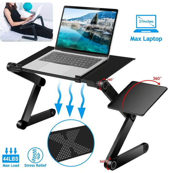 Techlift justerbar laptopstativ for ergonomisk komfort med avtakbar musematte