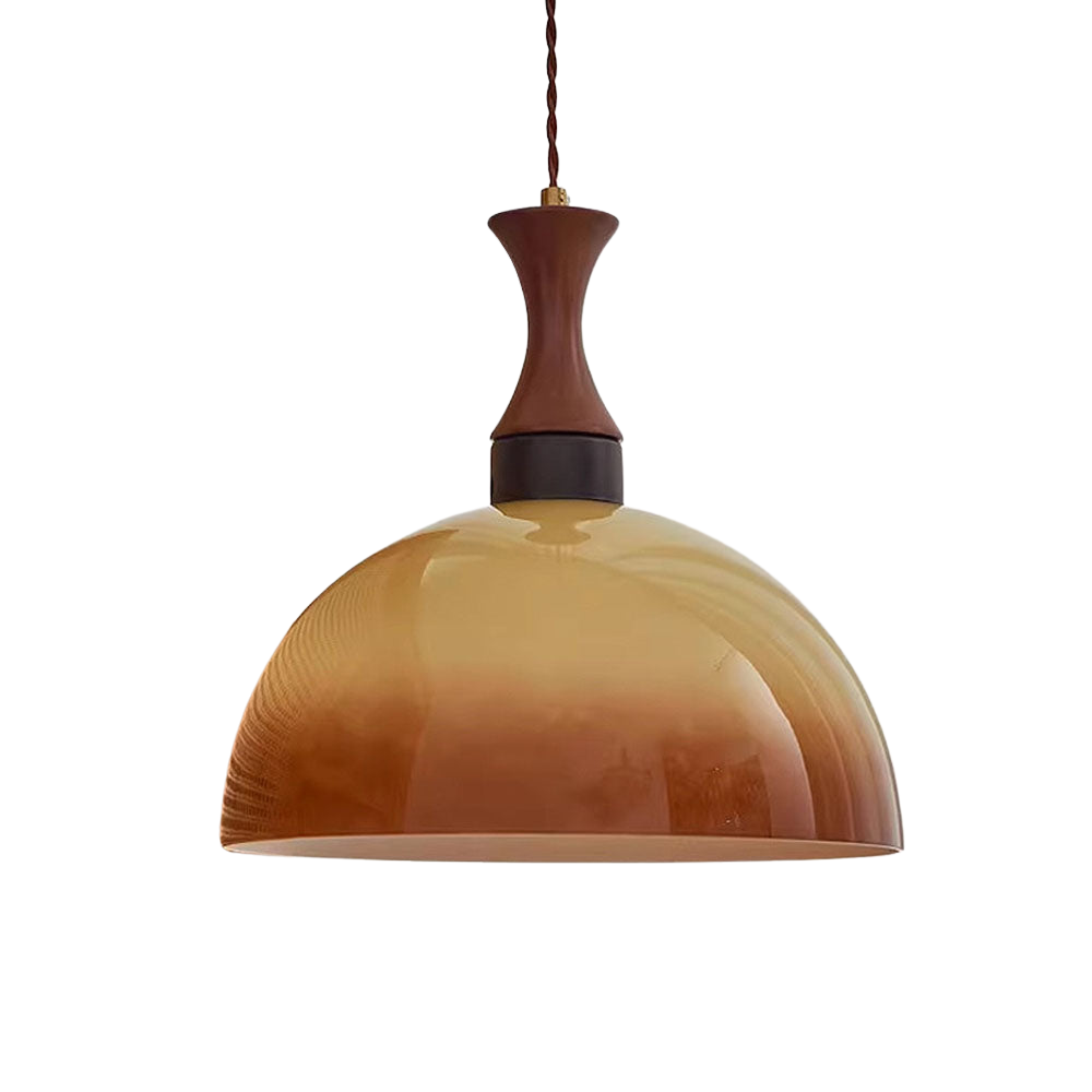 Lustră pendul rustică Aurelia din sticlă chihlimbar, stil fermă