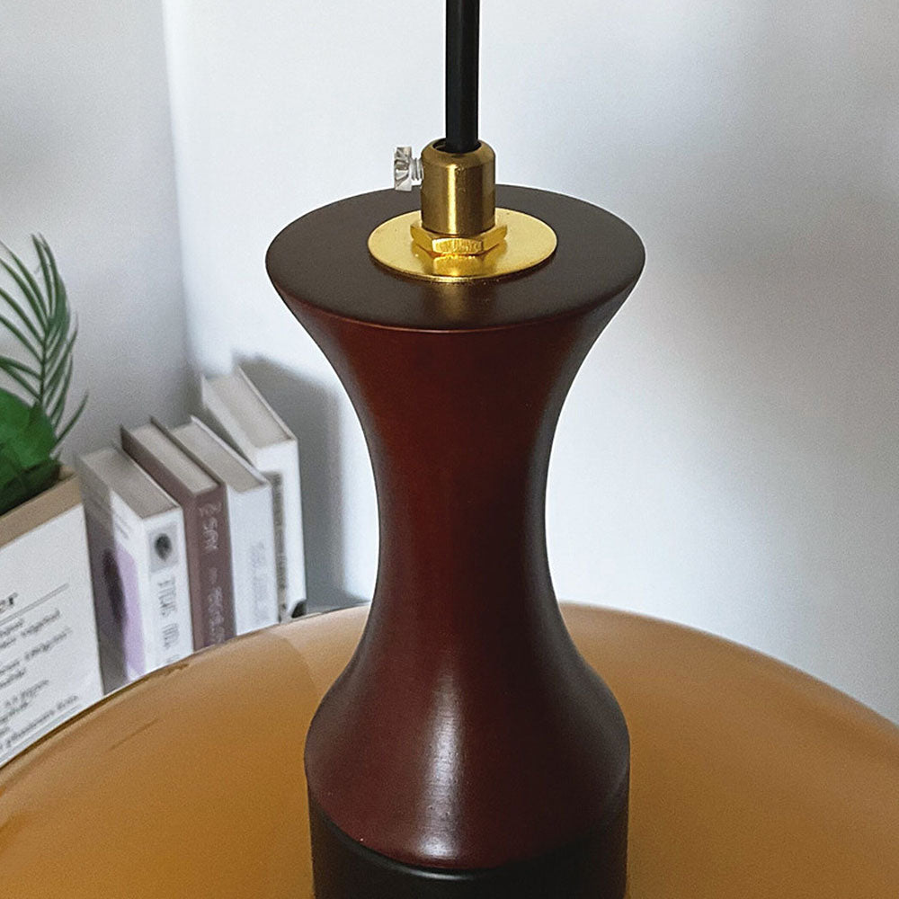 Lustră pendul rustică Aurelia din sticlă chihlimbar, stil fermă