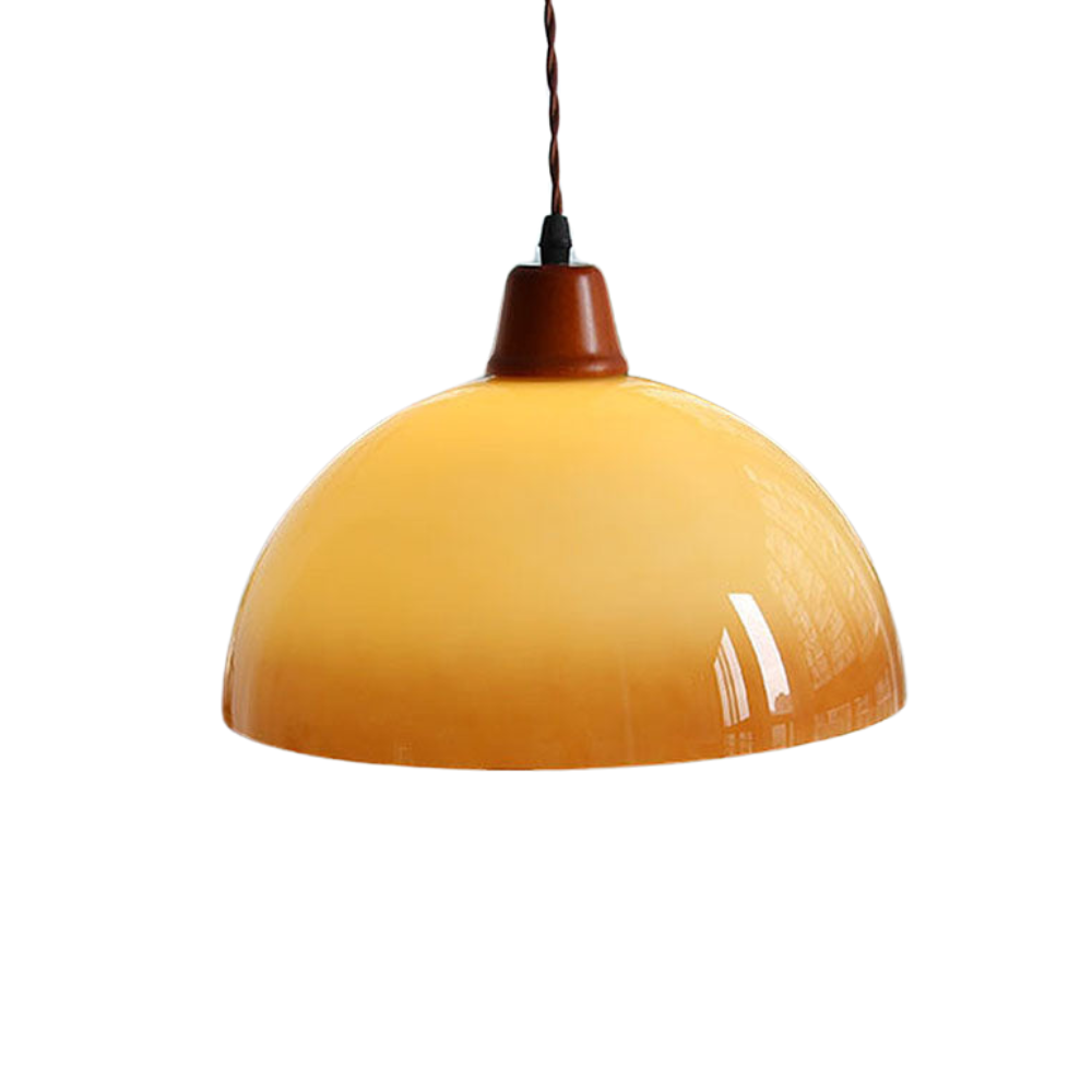 Lustră pendul rustică Aurelia din sticlă chihlimbar, stil fermă