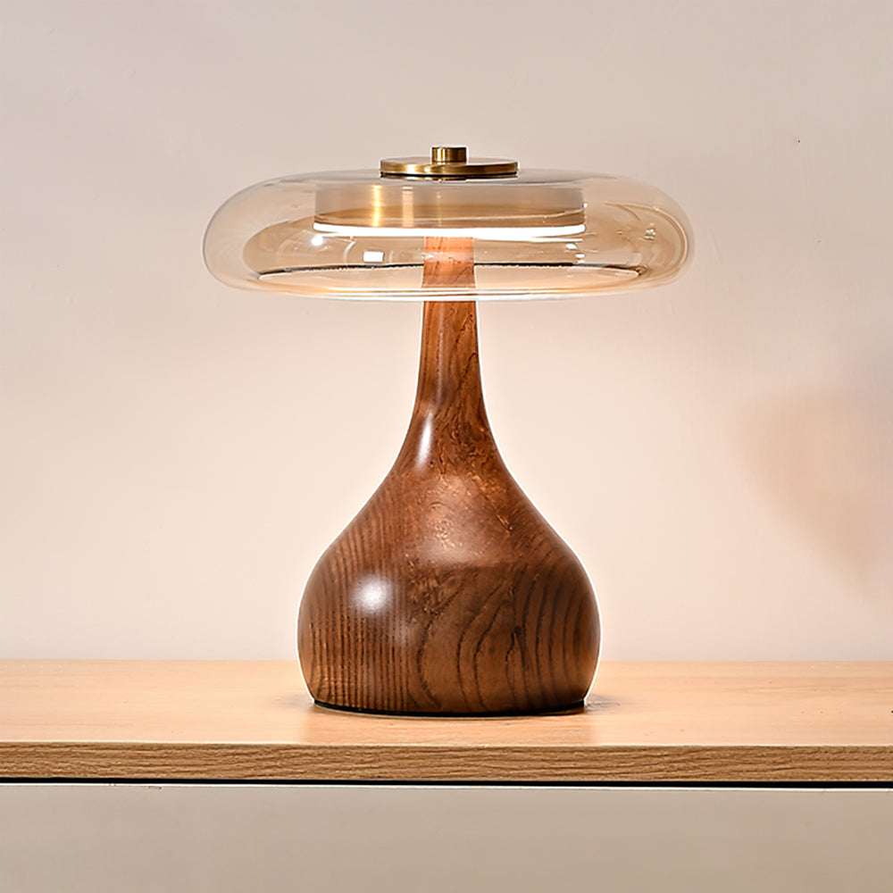 Lampe de table LED Atria en bois et laiton avec lumière d'ambiance tricolore
