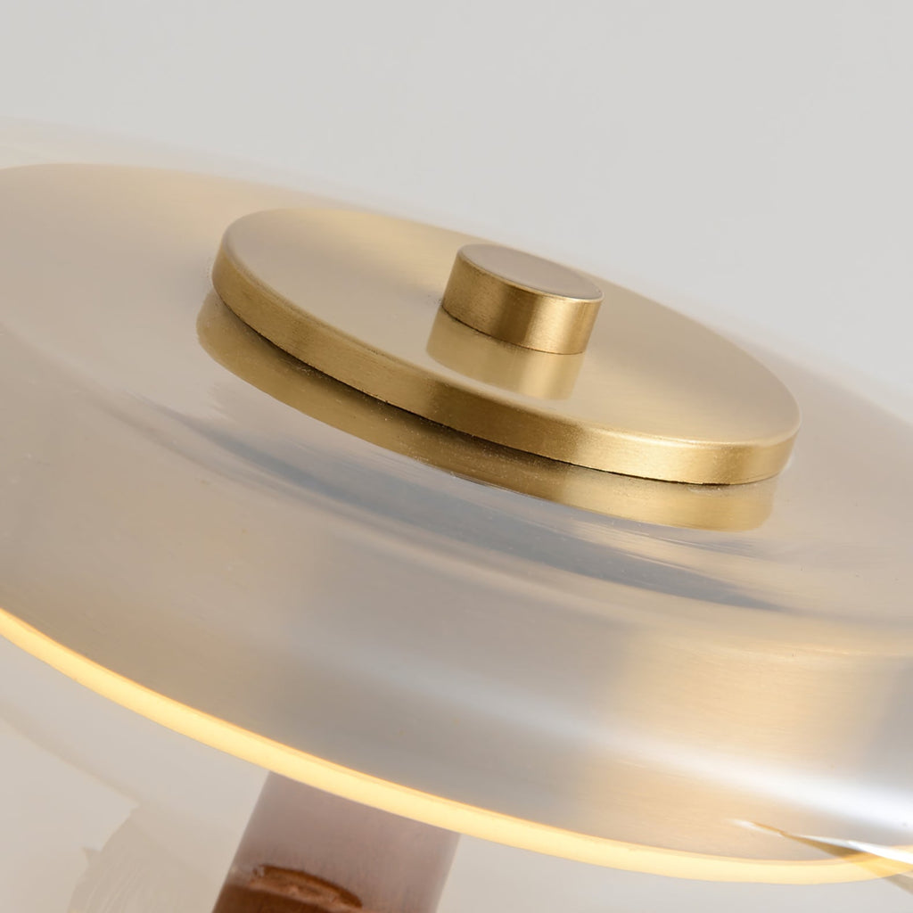 Lampe de table LED Atria en bois et laiton avec lumière d'ambiance tricolore