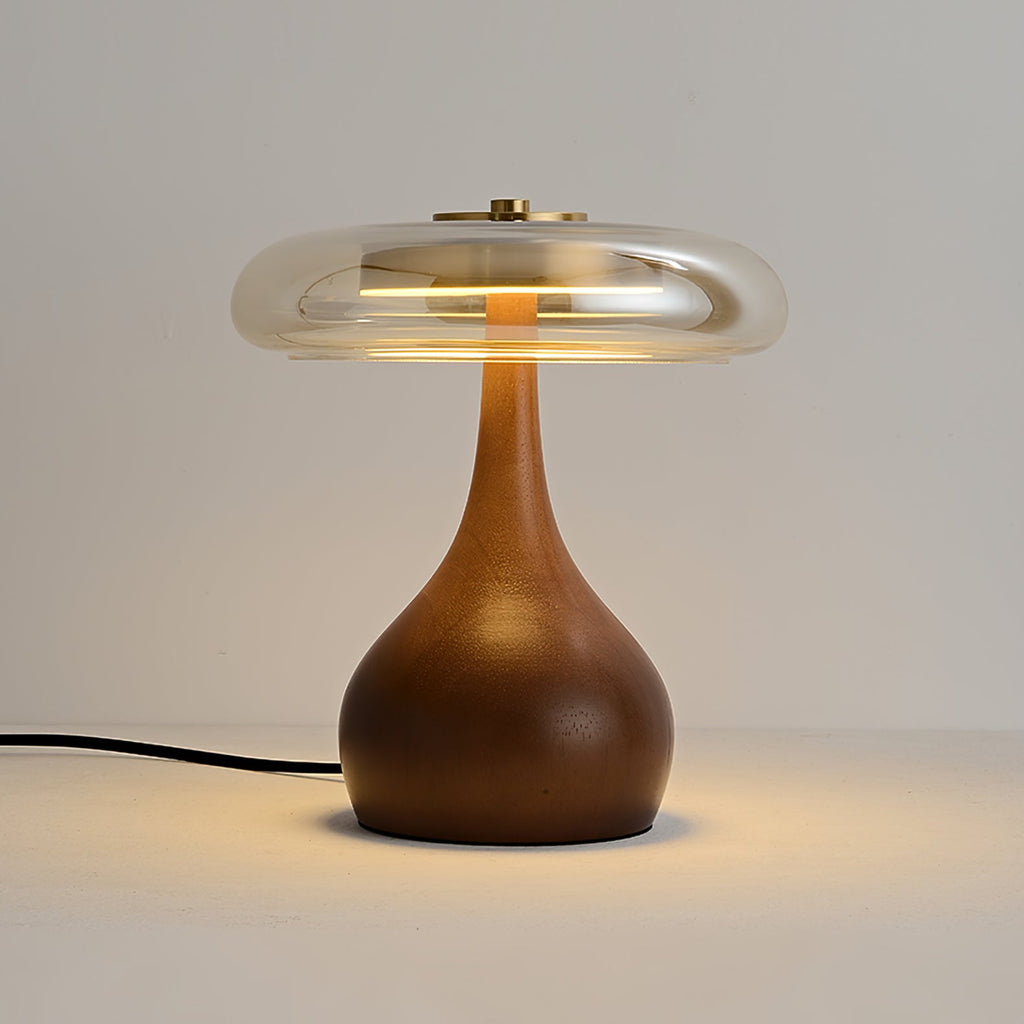 Lampe de table LED Atria en bois et laiton avec lumière d'ambiance tricolore