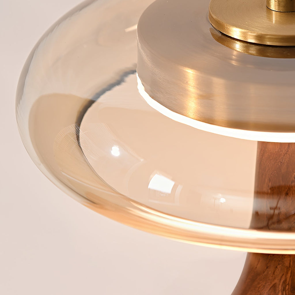 Lampe de table LED Atria en bois et laiton avec lumière d'ambiance tricolore