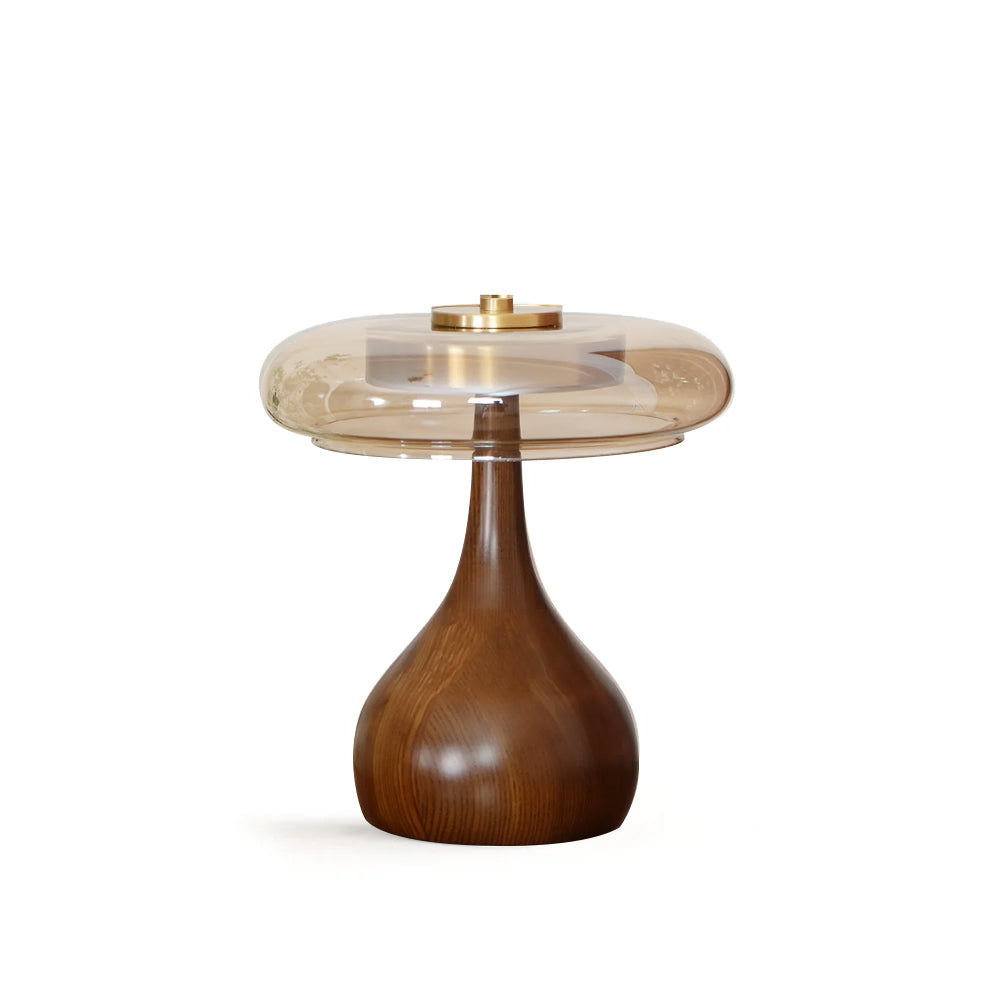 Lampe de table LED Atria en bois et laiton avec lumière d'ambiance tricolore