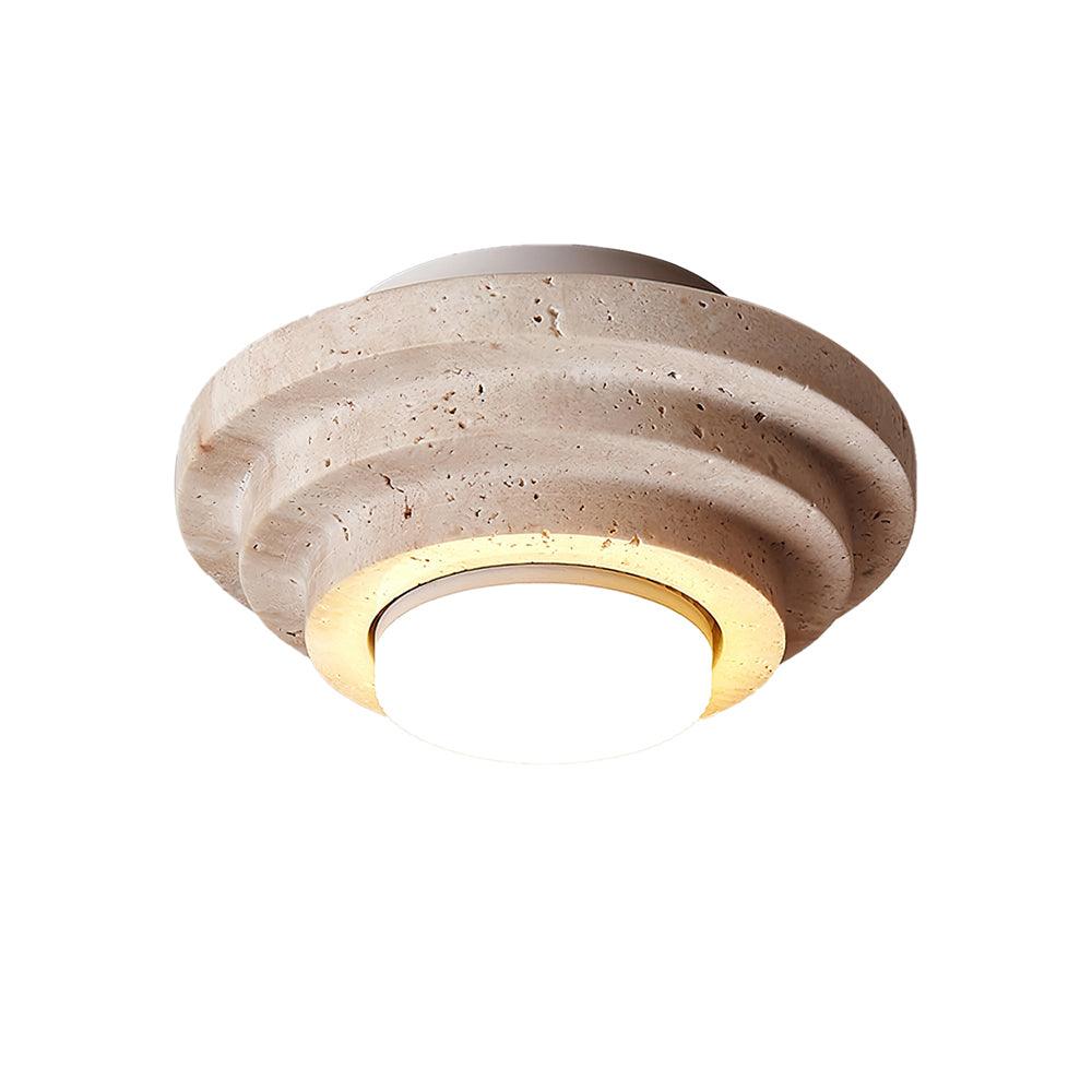 Lampada da soffitto LED TerraLuxe in travertino con luce calda