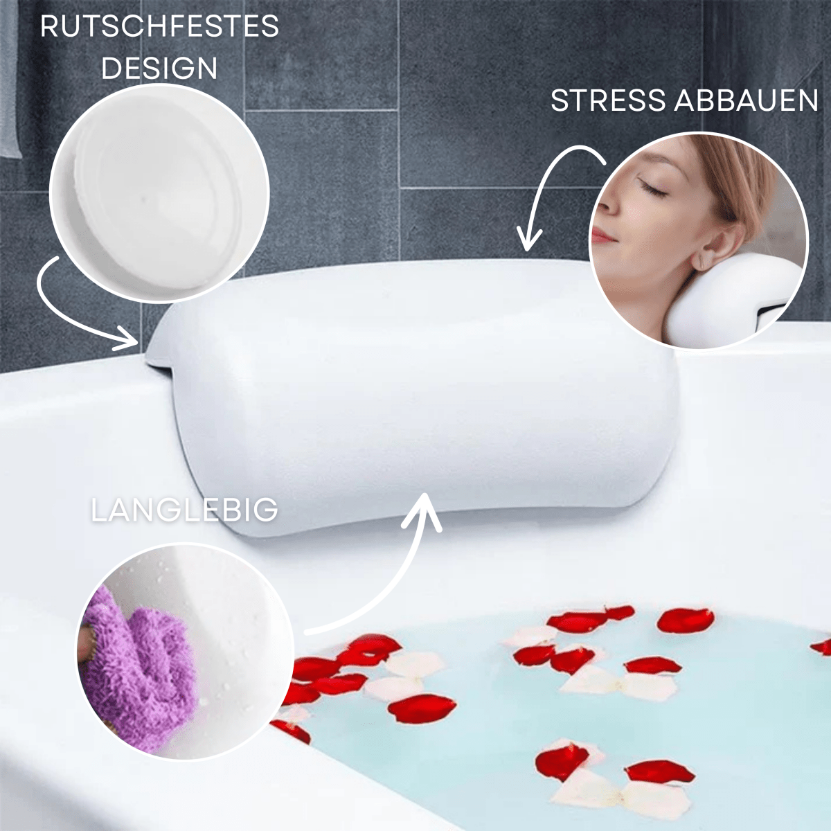 NimbusSoft Premium Bath Cushion Ergonomic Non Slip For Relaxing Home Spa