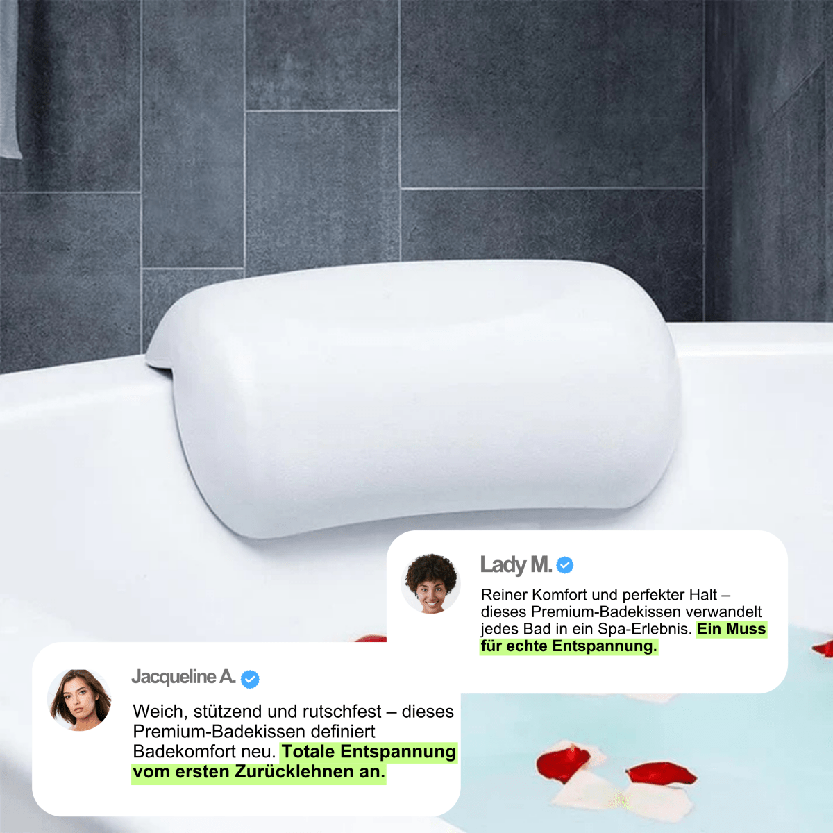 NimbusSoft Premium Bath Cushion Ergonomic Non Slip For Relaxing Home Spa