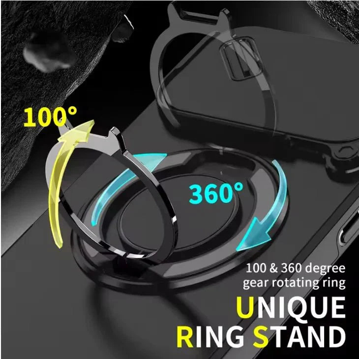 AegisGuard Magnetic Armor Case For IPhone 17 With 360 Degree Ring Stand