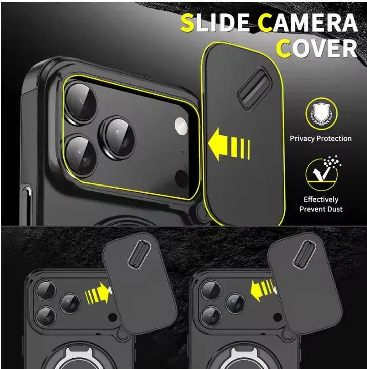 AegisGuard Magnetic Armor Case For IPhone 17 With 360 Degree Ring Stand