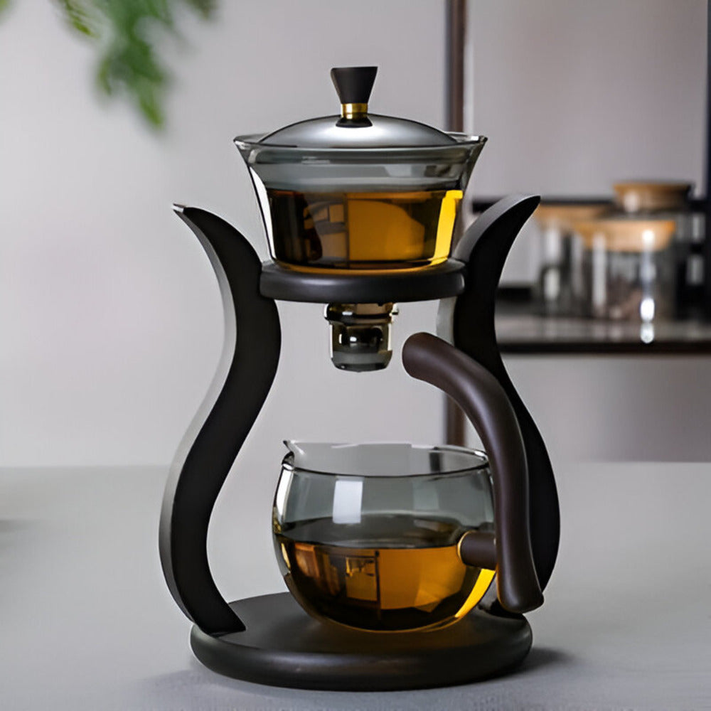 Juego de tetera de vidrio artesanal sin goteo con infusor magnético para té de hoja suelta