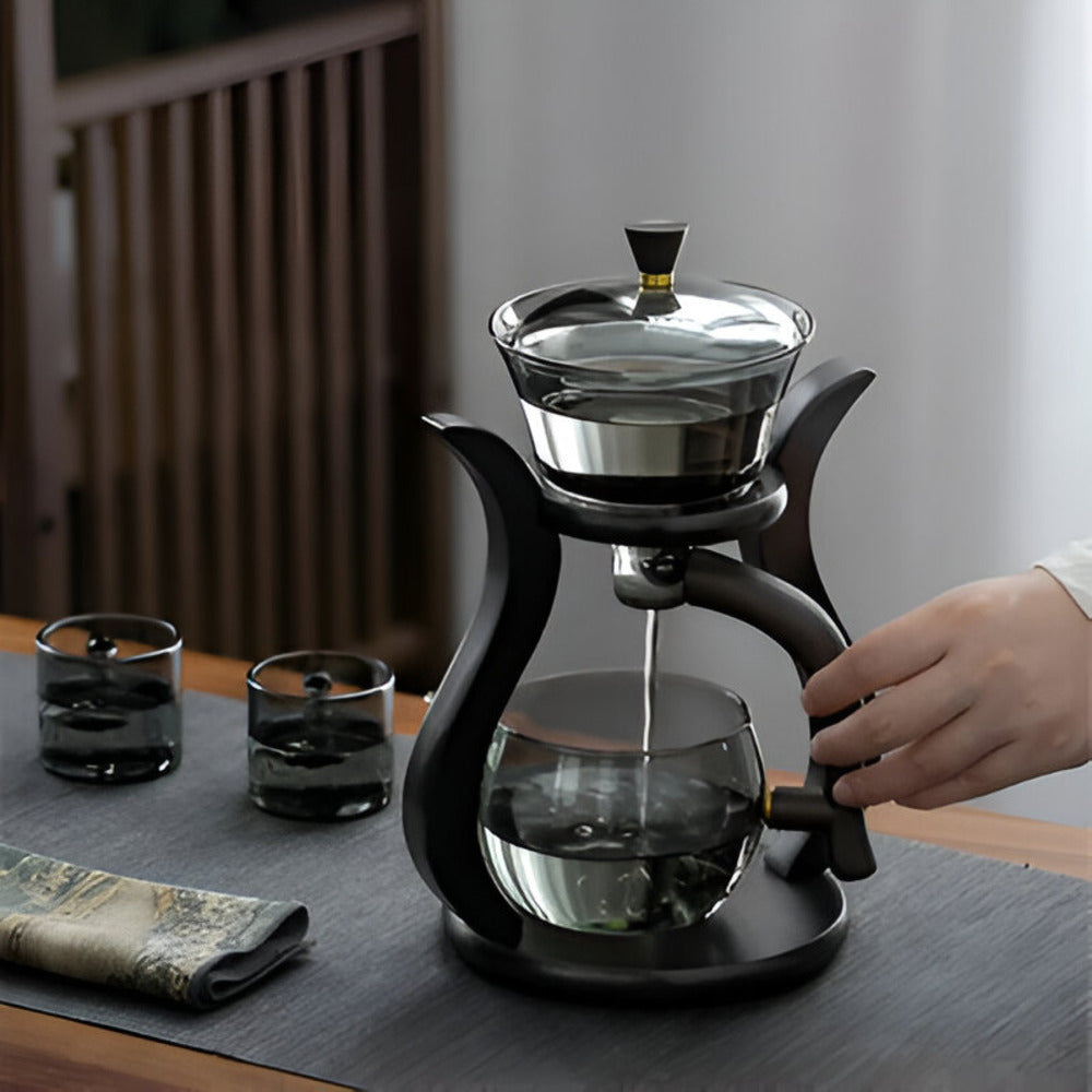 Juego de tetera de vidrio artesanal sin goteo con infusor magnético para té de hoja suelta