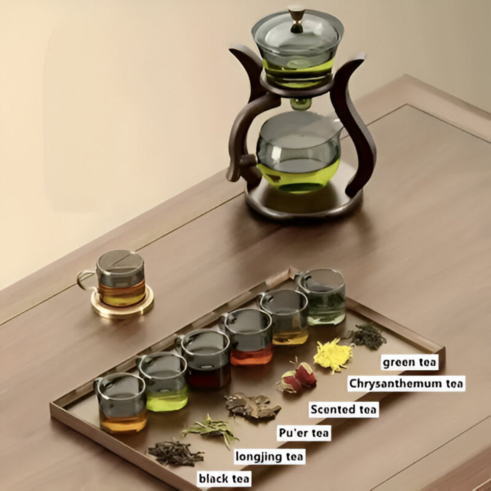Juego de tetera de vidrio artesanal sin goteo con infusor magnético para té de hoja suelta