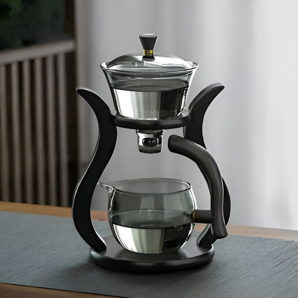 Juego de tetera de vidrio artesanal sin goteo con infusor magnético para té de hoja suelta