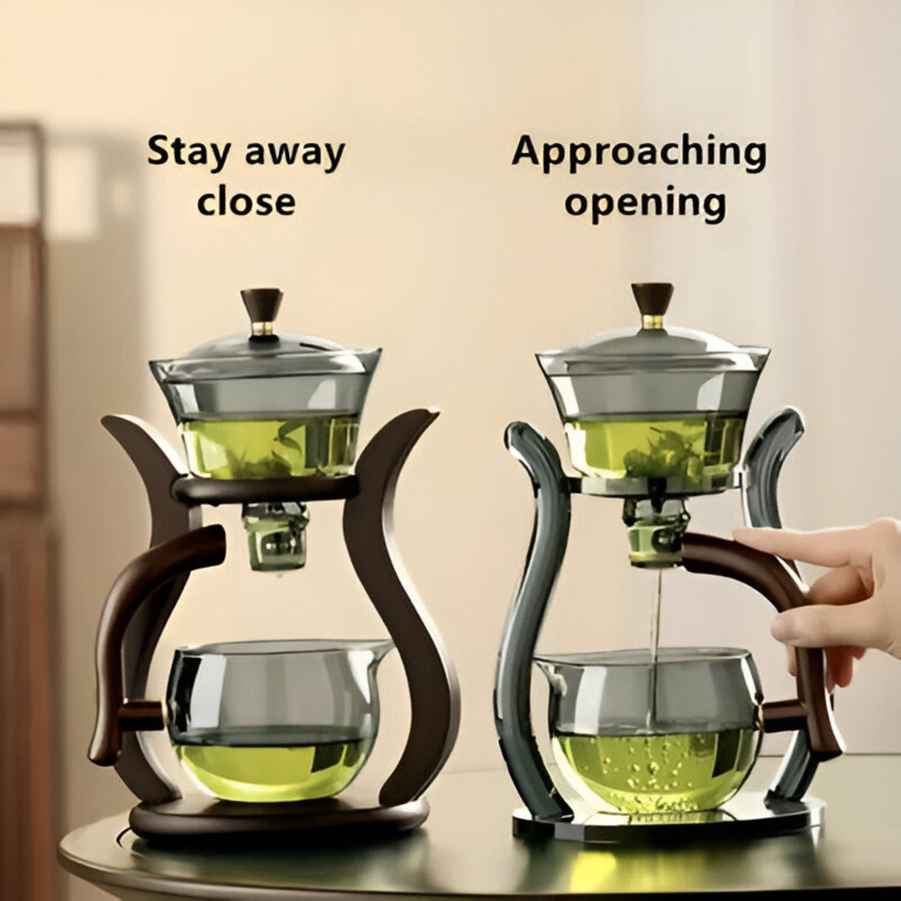 Juego de tetera de vidrio artesanal sin goteo con infusor magnético para té de hoja suelta
