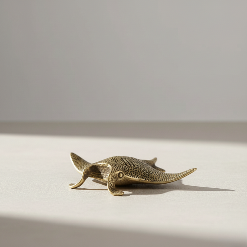 Tidalart Mosazná socha rejnoka Manta Přímořský dekor do domácnosti