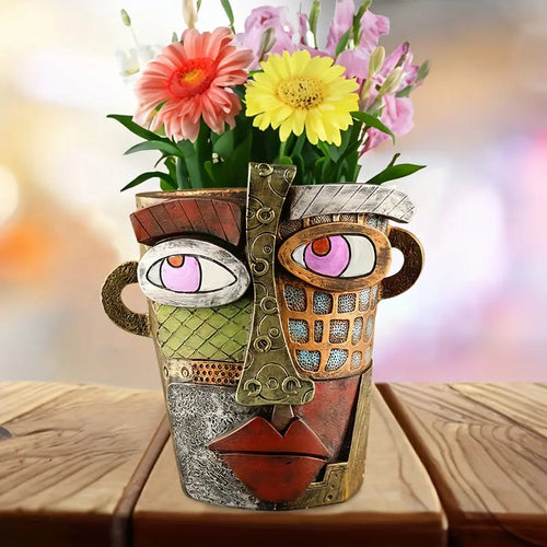 Maceta de rostro artesanal Artifigure para exhibición creativa en el hogar