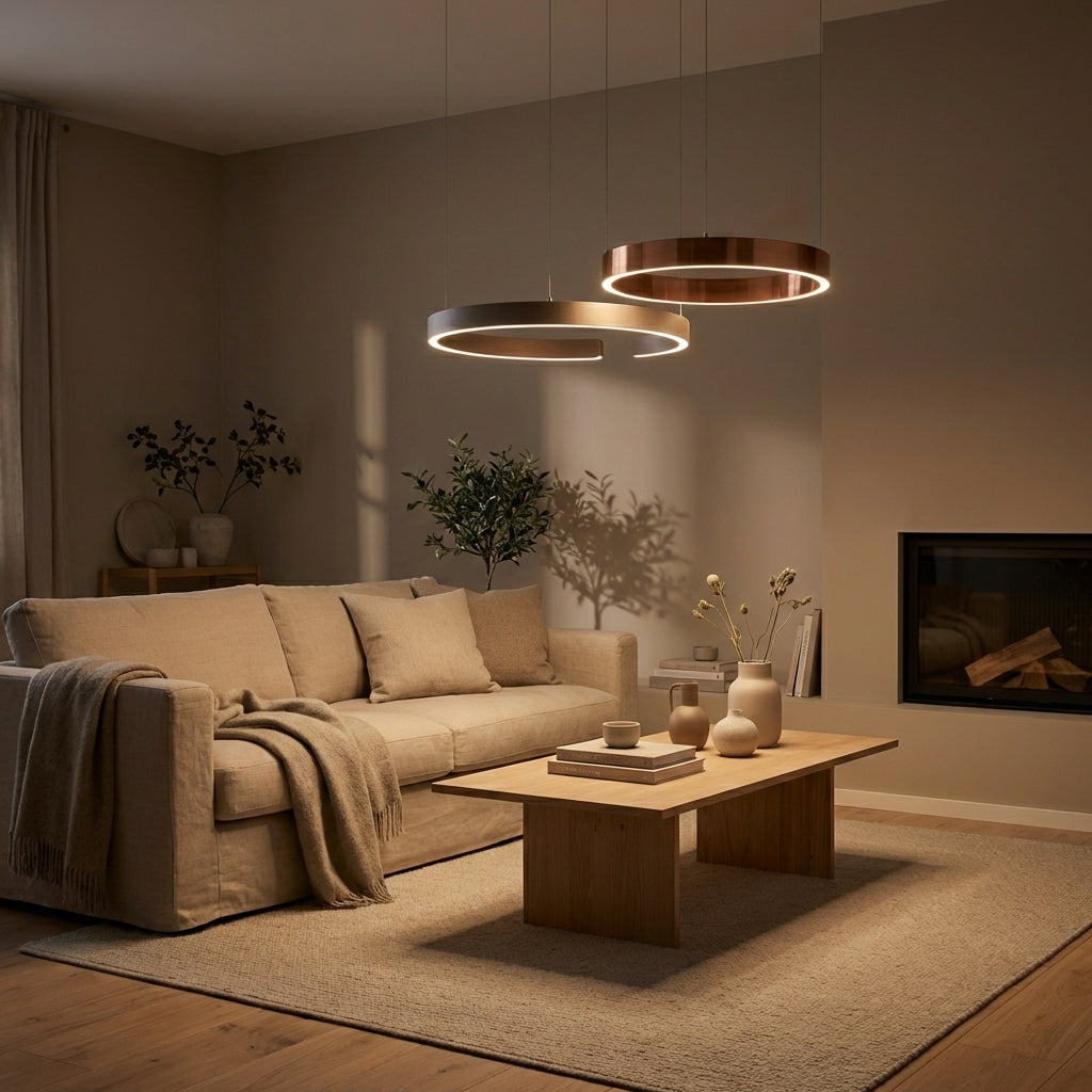 Lampada a sospensione HaloRing con design geometrico moderno