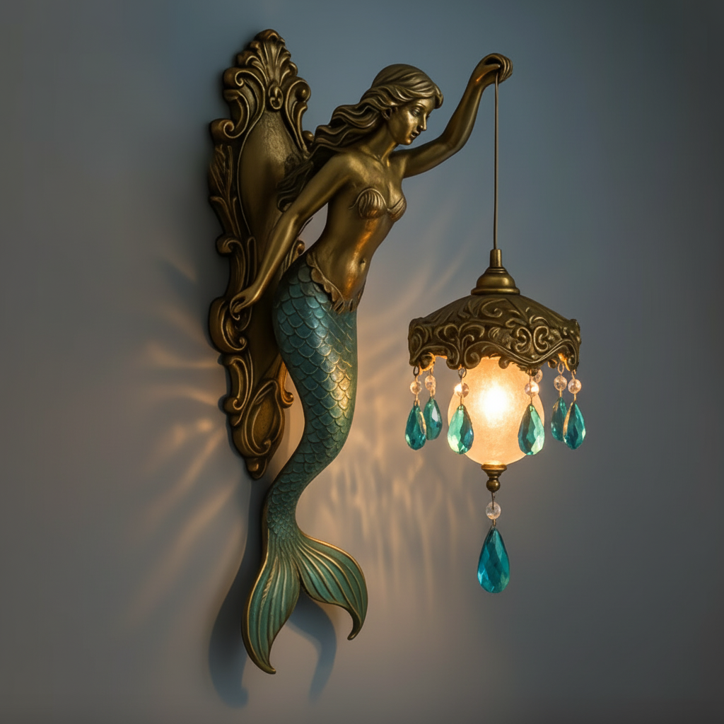 MermaidLight Håndlavet Vintage Væglampe med Stemningslys