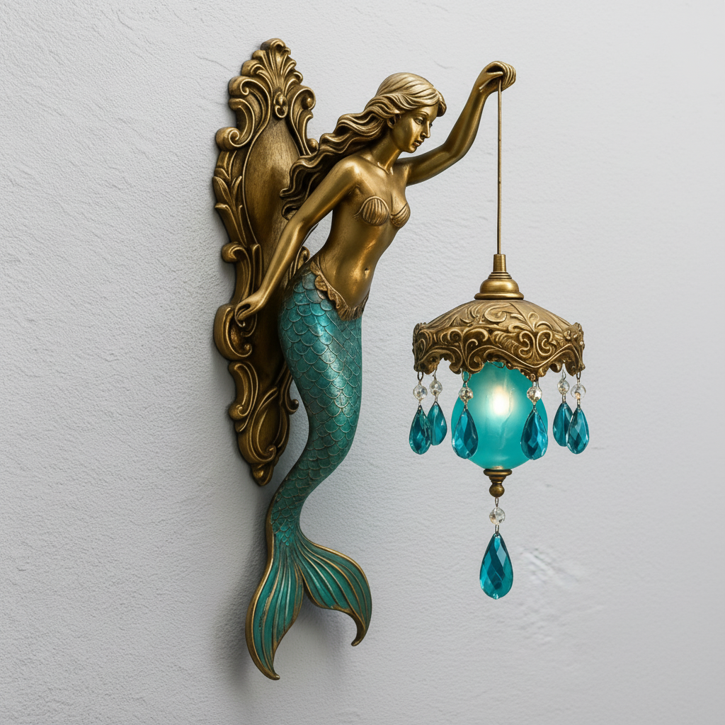 MermaidLight Håndlavet Vintage Væglampe med Stemningslys