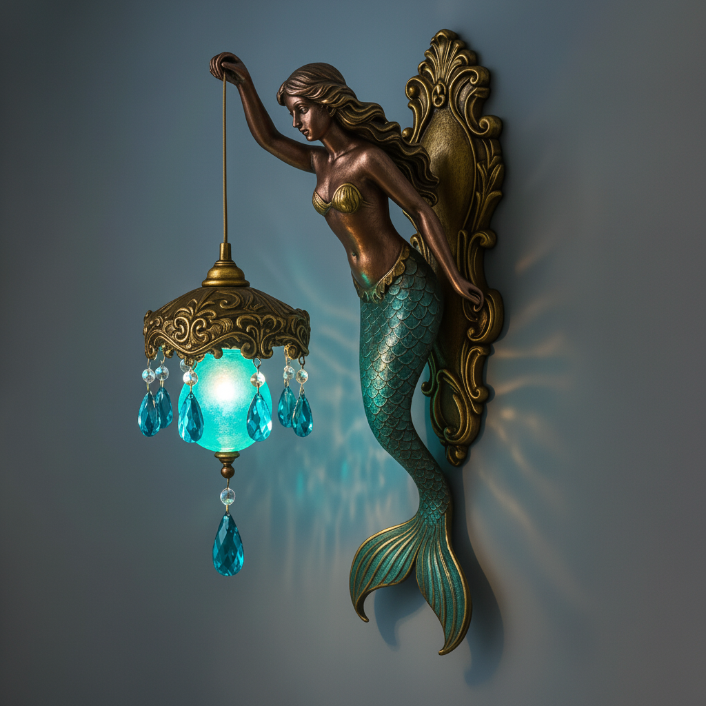 MermaidLight Håndlavet Vintage Væglampe med Stemningslys
