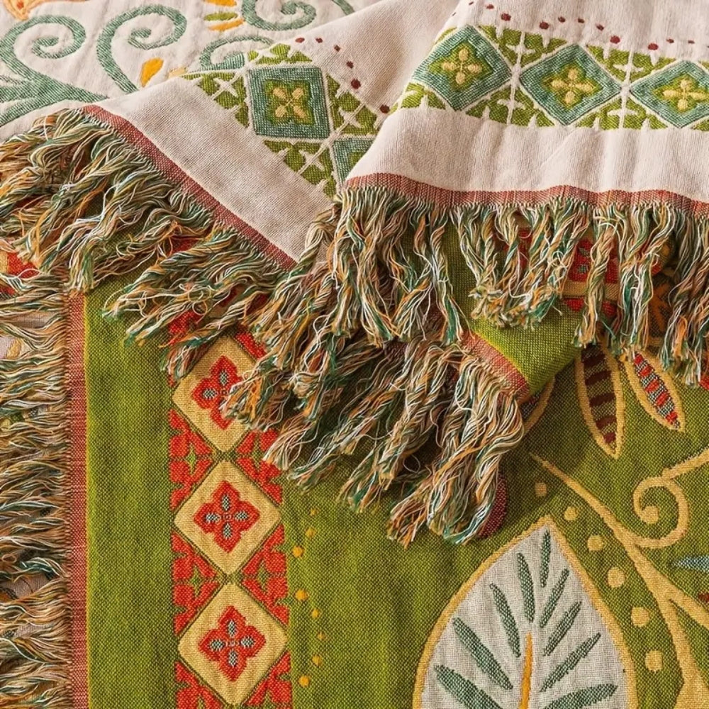 Herfstblad omkeerbare boho plaid in katoenen gaas