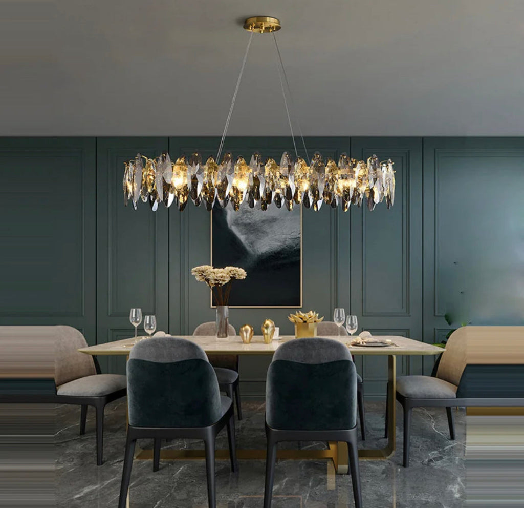 Lampadario a Foglia di Cristallo Nordico Aurelia dalla Collezione Lumen