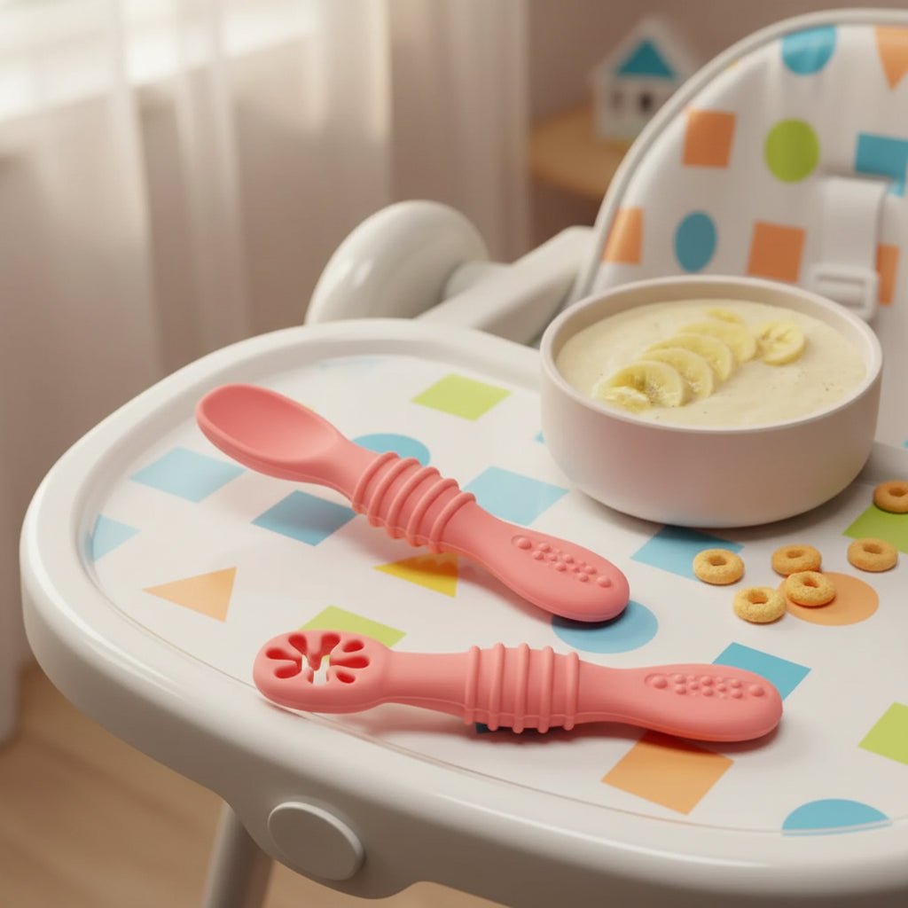 Linguriță pentru hrănirea bebelușilor TinyCare din silicon moale, pentru utilizare zilnică, delicată cu gingiile, pentru părinți