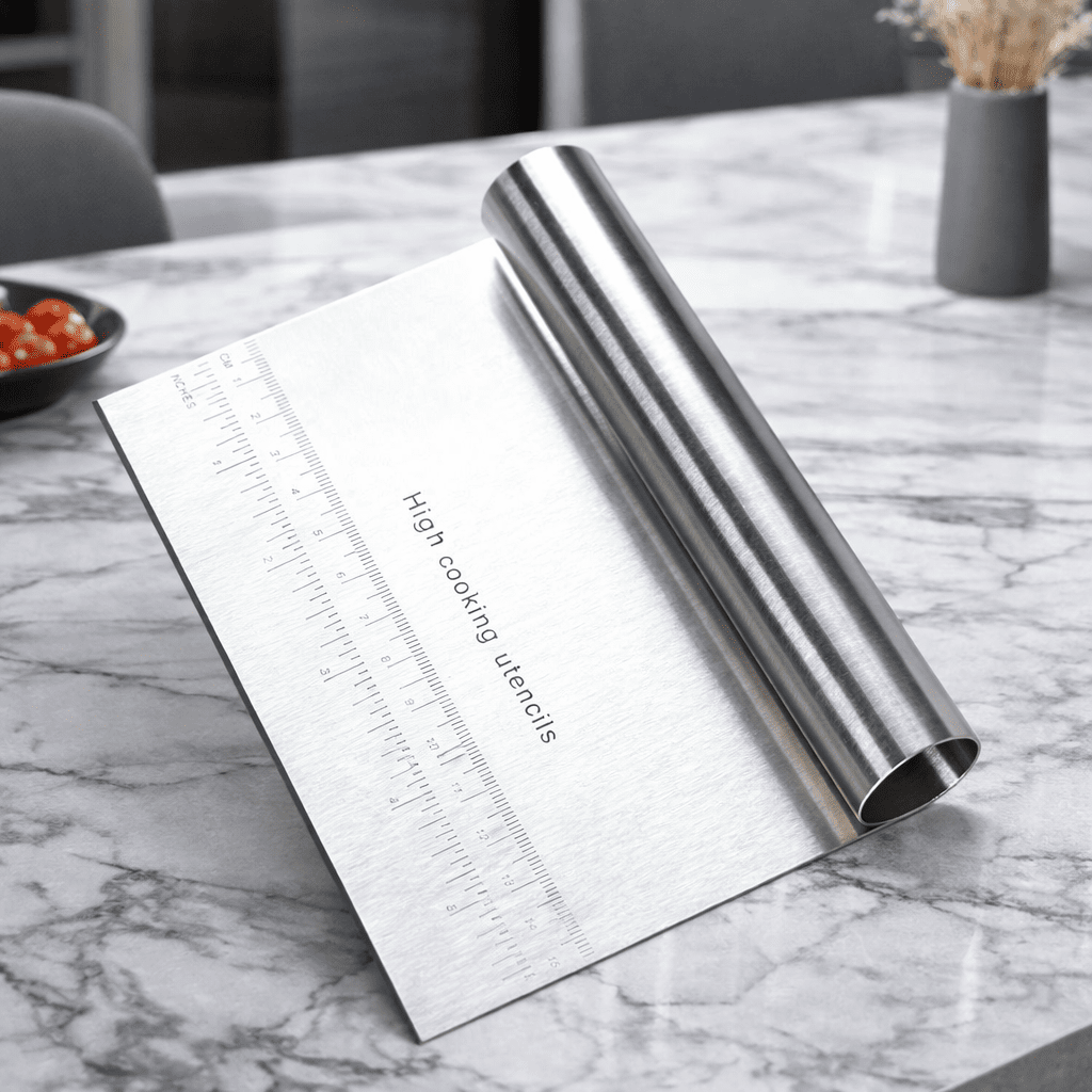 ApexEdge Stainless Steel Pastry Spatula And Dough Scraper With Scale For Home Bakers