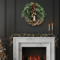 Couronne de Noël Boho Hearth Haven avec Cloches Naturelles et Accents en Bois pour Décor Boho