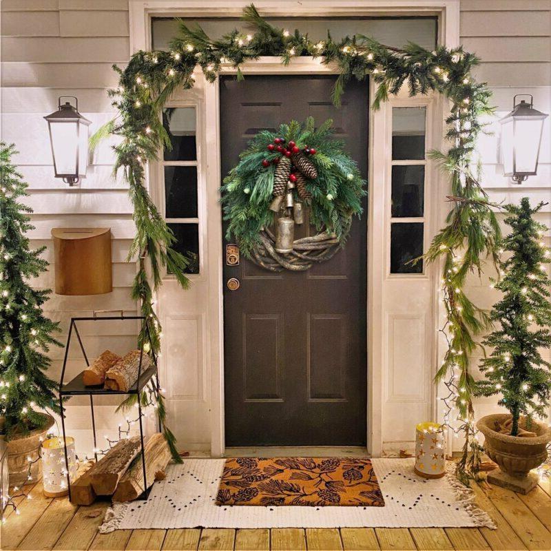 Couronne de Noël Boho Hearth Haven avec Cloches Naturelles et Accents en Bois pour Décor Boho