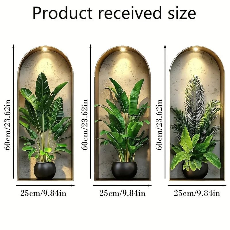 VerdantHues Lifelike 3D Plant Wall Decals for Apartments and Offices
