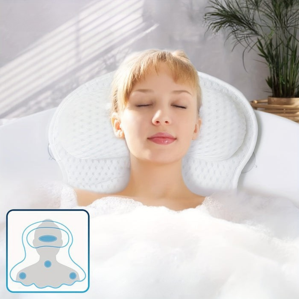 Ergonomický koupelnový polštář s polstrováním ze síťoviny pro relaxační koupel