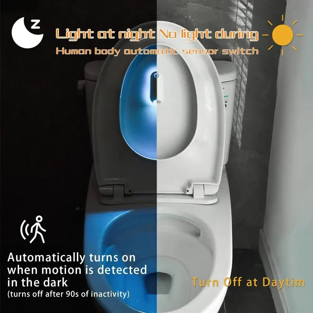 Luz de Sanita AquaGlow Motion com Sete Cores RGB e Sensor Automático para Casas de Banho