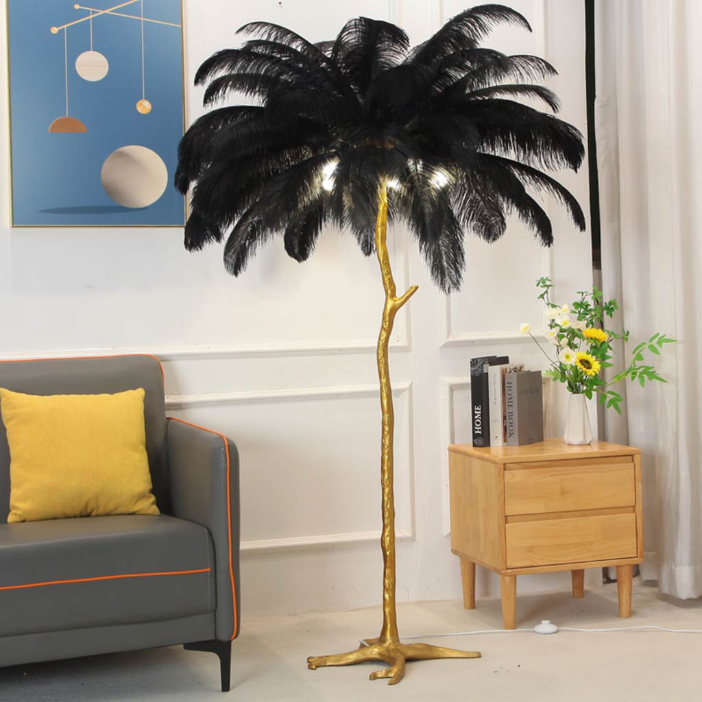 Elegant Ostrich Feather Modern Floor Lamp For Living Room Decor