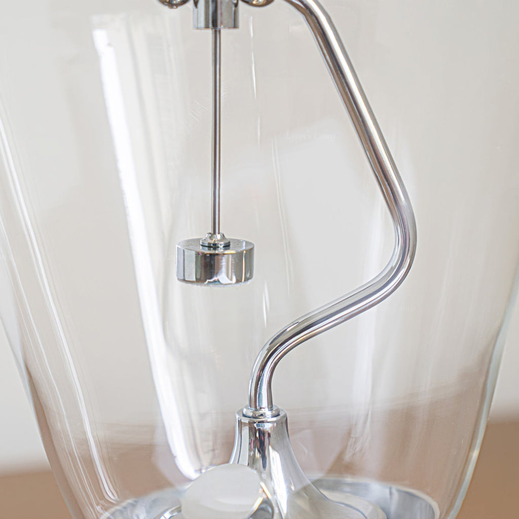 NovaLume Clear Glass Table Lamp With Slim Metal Frame For Living Room And Bedroom
