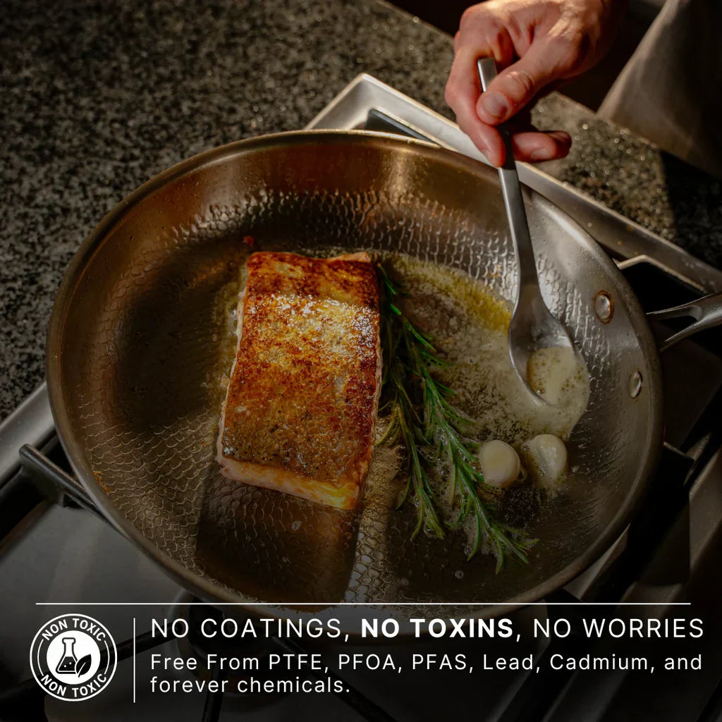 Pro Titanium Hammered Pan For Everyday Cooking With Classic Finish
