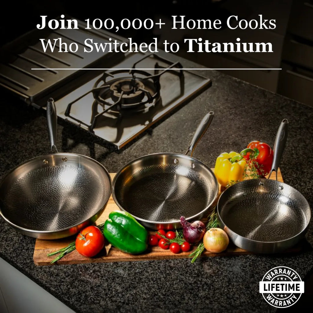 Pro Titanium Hammered Pan For Everyday Cooking With Classic Finish