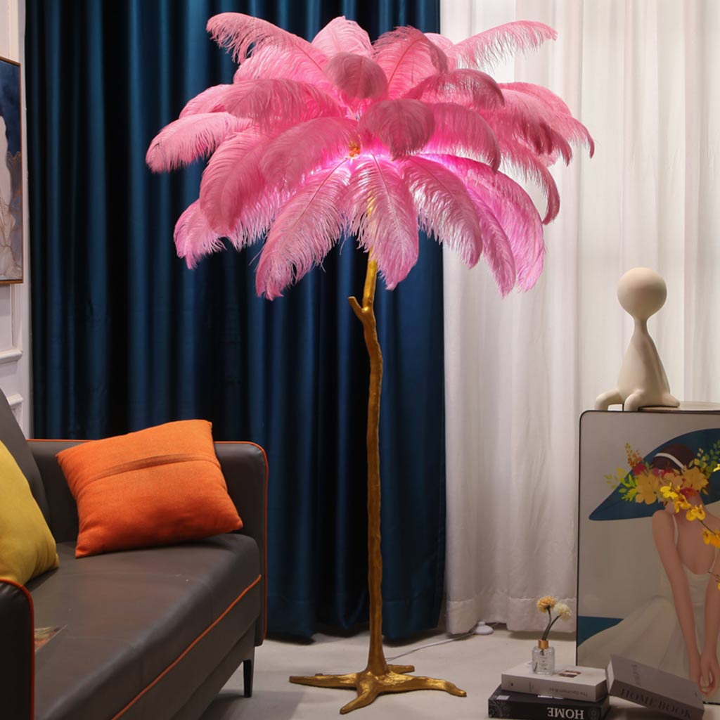 Elegant Ostrich Feather Modern Floor Lamp For Living Room Decor
