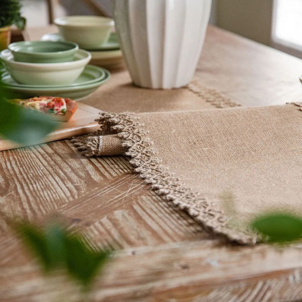 Runner da tavola in juta Grainwood stile rustico per matrimoni ed eventi eleganti