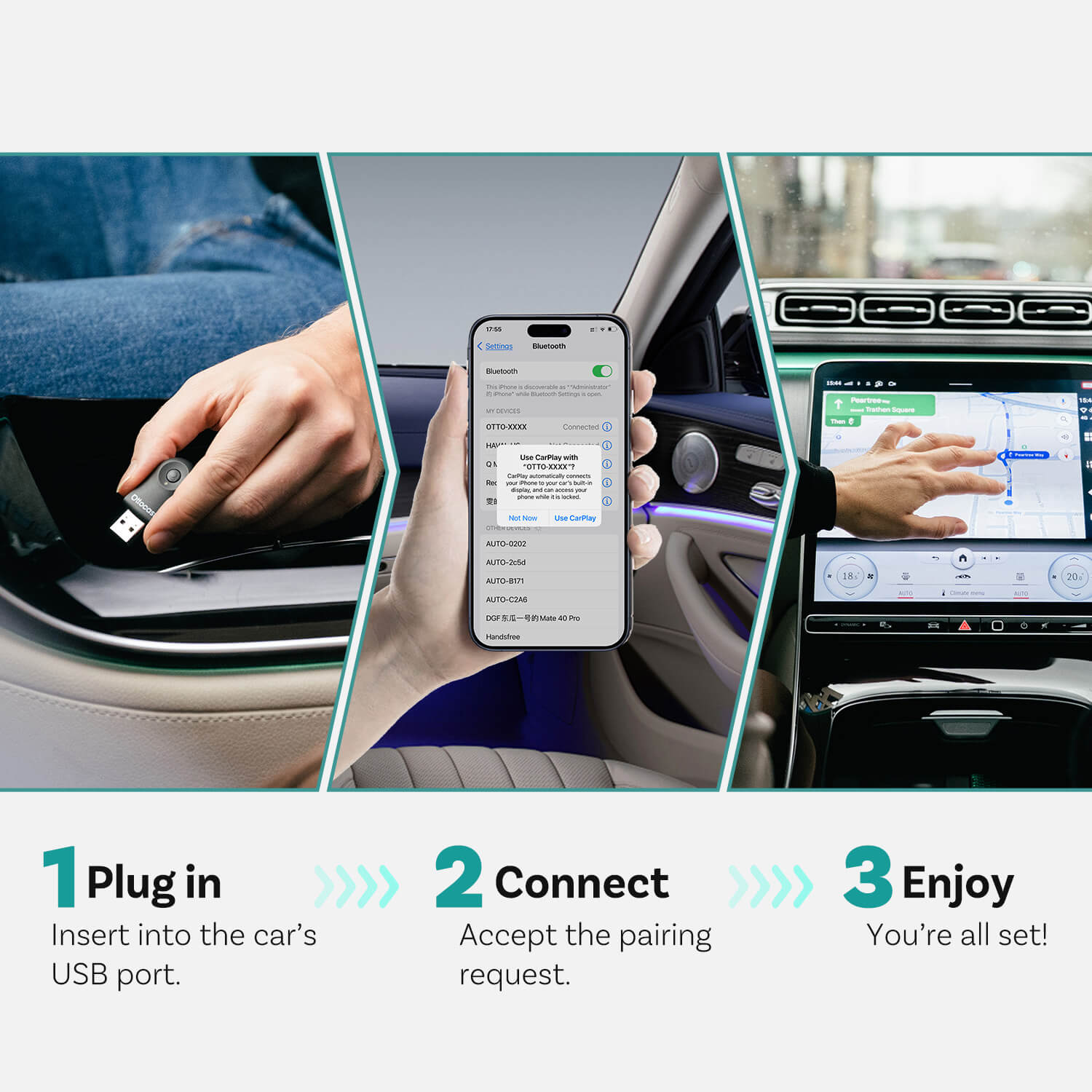Mini bezdrátový adaptér do auta pro připojení CarPlay a Android Auto