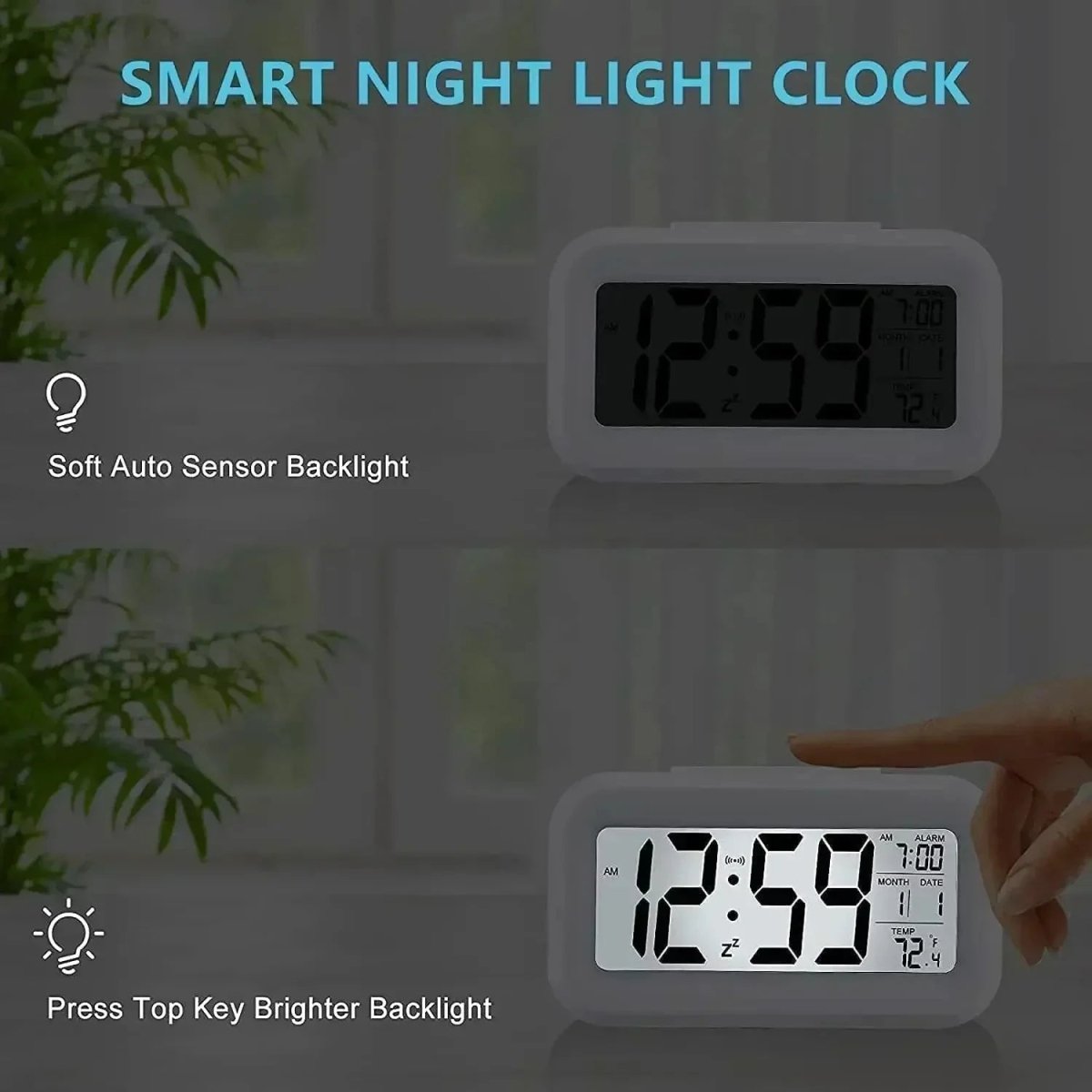 Ceas deșteptător digital LED compact NovaTime Mini cu funcție de amânare, pentru toate vârstele