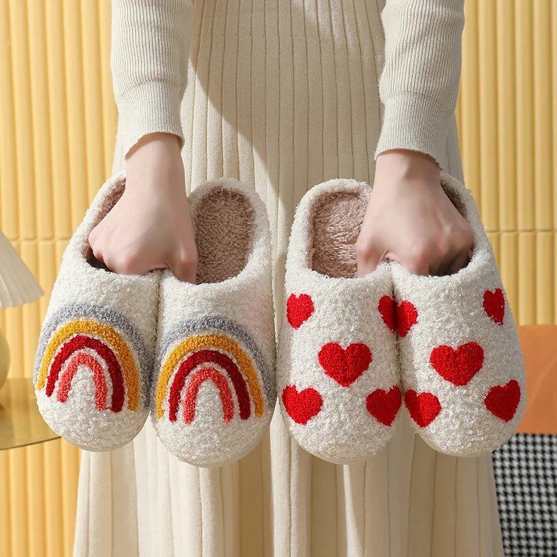 Pantuflas de Peluche WarmNest con Diseño de Dibujos Animados para Mujer, con Parte Superior de Peluche Suave y Suela Antideslizante