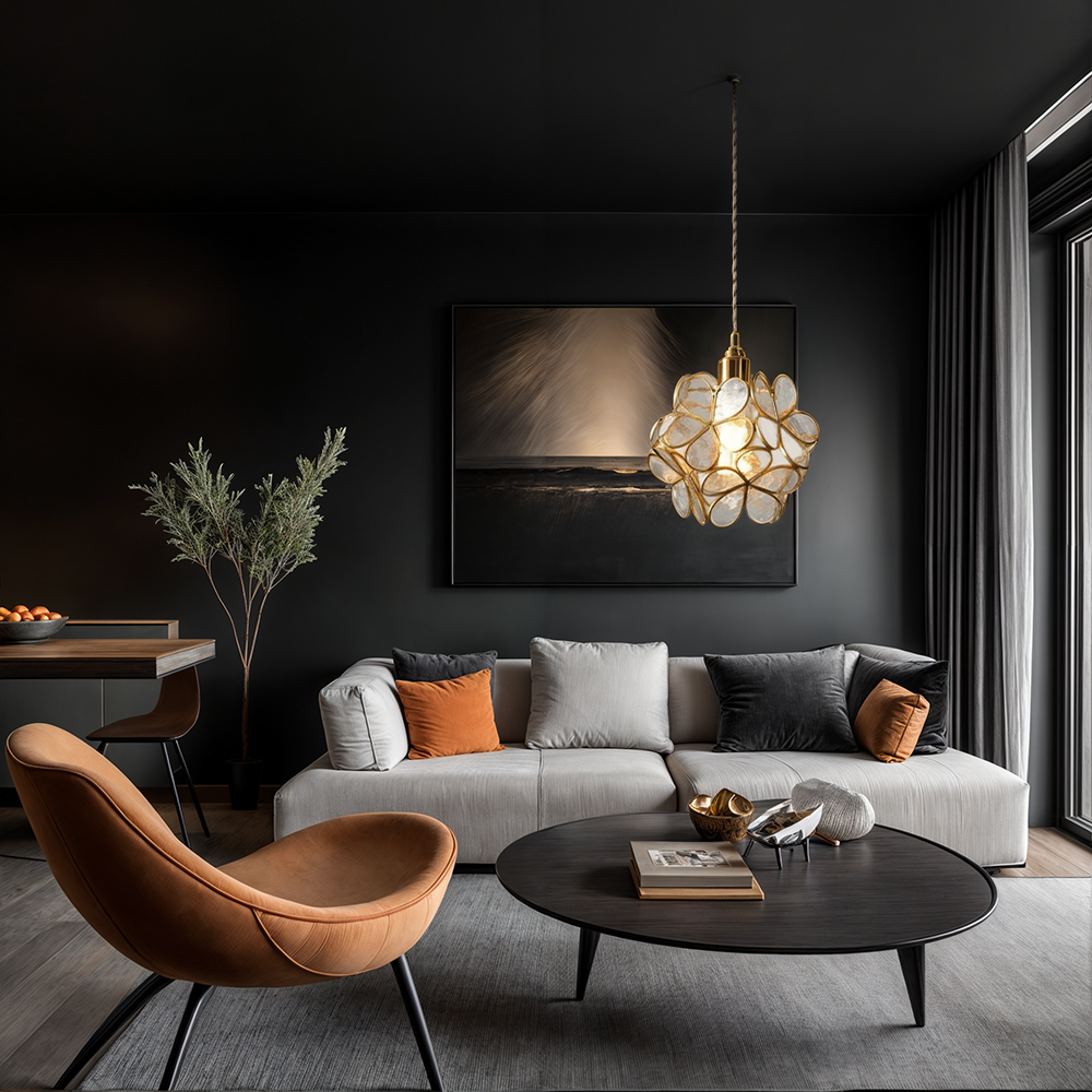 Liora Glass Pendellampe med Nordisk Blomstermotiv