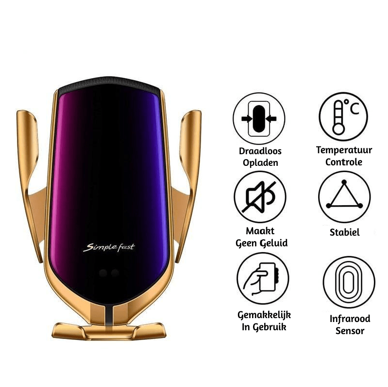 AeroGrip Enhånds Trådløs Bilholder med Automatisk Klyping og Qi-lading, 360° Rotasjon